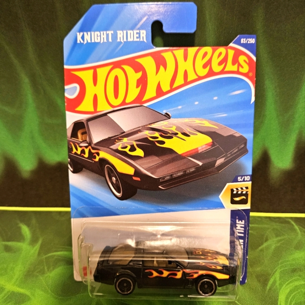 Mattel HotWheels Night Rider K.I.T.T Black Car with Yellow and Orange Flames